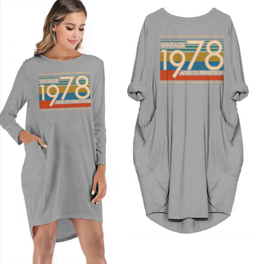 VINTAGE 1978 AGED TO PERFECTION POCKET DRESS