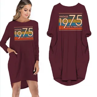 Birthday Outfits Vintage 1975 Aged To Perfection Pocket Dress – alternate