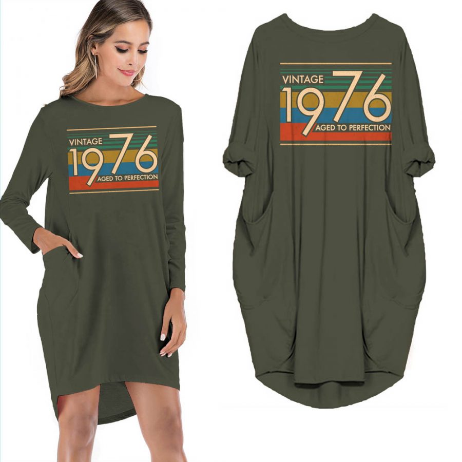 Birthday Outfits Vintage 1976 Aged To Perfection Pocket Dress