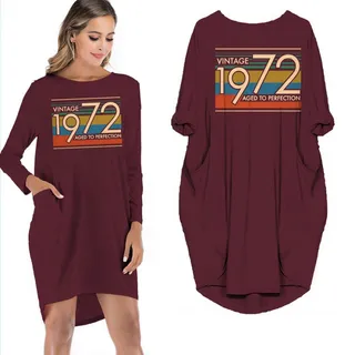 Birthday Outfits Vintage 1972 Aged To Perfection Pocket Dress – alternate