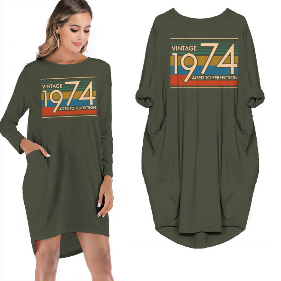 Birthday Outfits Vintage 1974 Aged To Perfection Pocket Dress