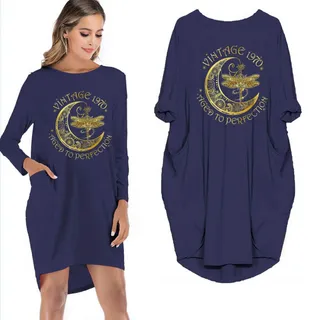 50th Birthday Outfits Dragonfly Vintage 1970 Limited Edition Pocket Dress – alternate