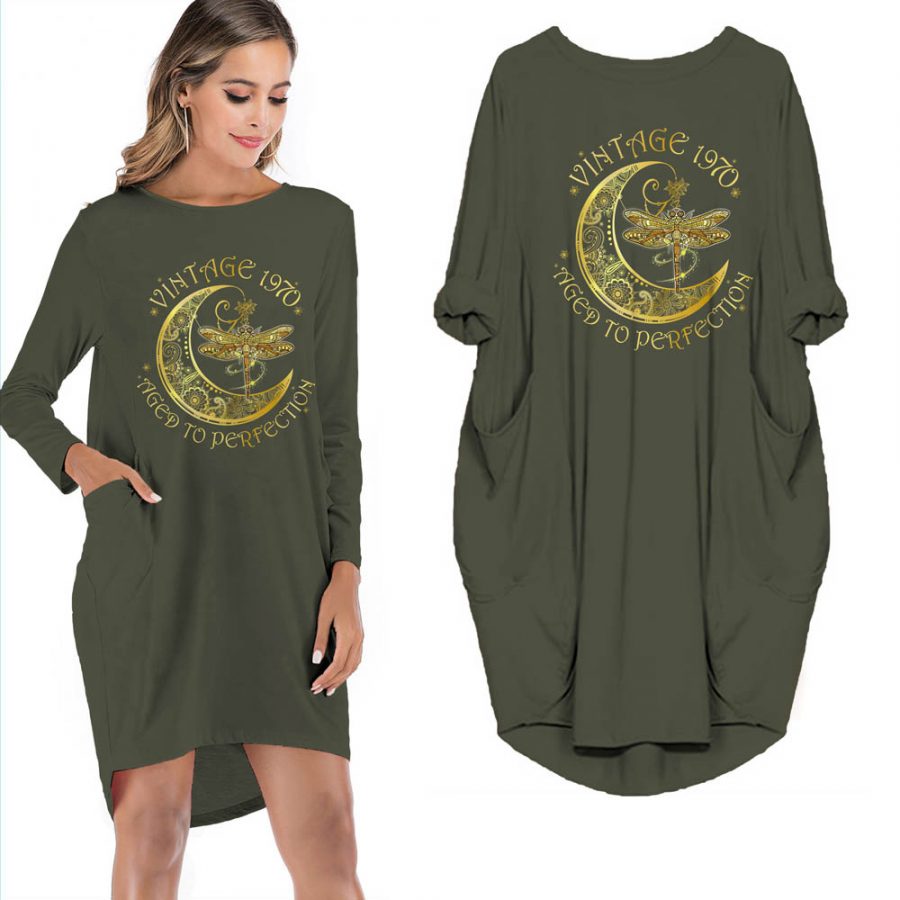 50th Birthday Outfits Dragonfly Vintage 1970 Limited Edition Pocket Dress