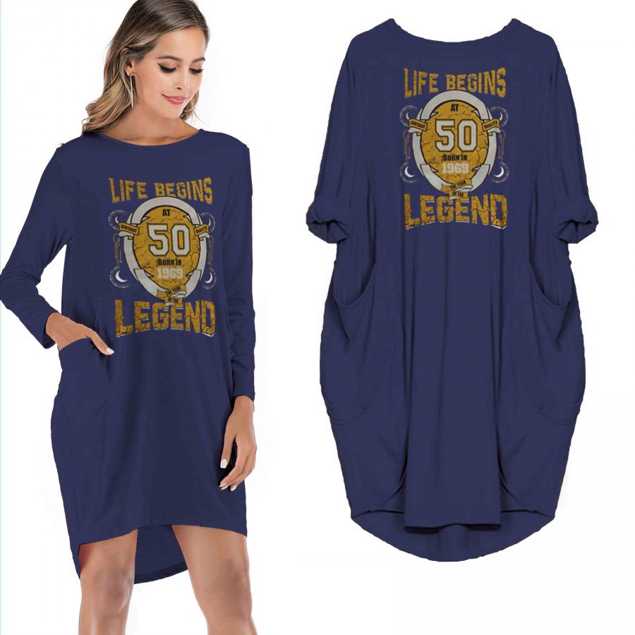 Life Begins 50 Born In 1969 The Year Of The Legend Limited Edition Pocket Dress