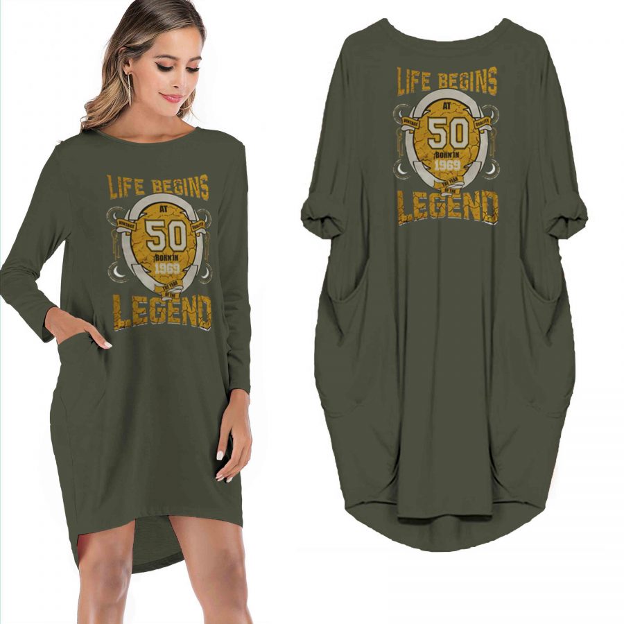 Life Begins 50 Born In 1969 The Year Of The Legend Limited Edition Pocket Dress