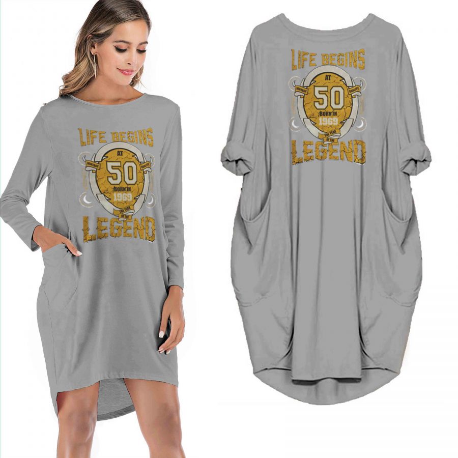 Life Begins 50 Born In 1969 The Year Of The Legend Limited Edition Pocket Dress