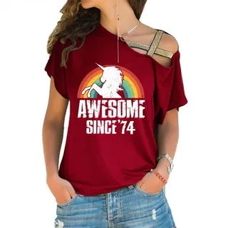 Birthday Shirts Awesome Since 1974 Limited Edition Off Shoulder Shirt – alternate