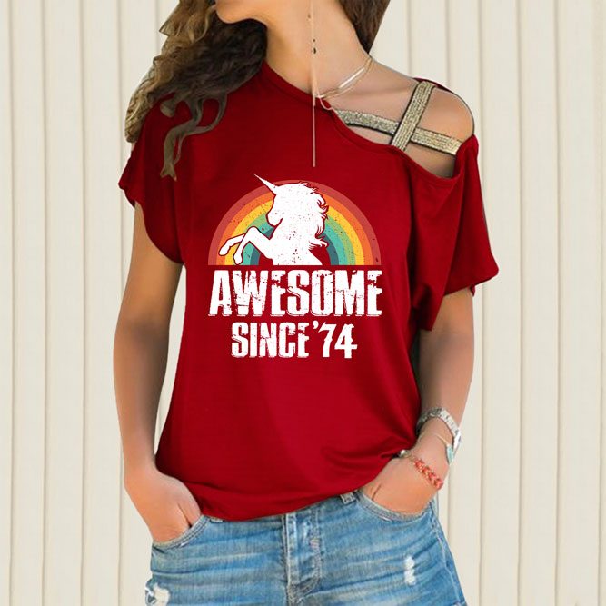 Birthday Shirts Awesome Since 1974 Limited Edition Off Shoulder Shirt Birthday Shirts Awesome Since 1974 Limited Edition Off Shoulder Shirt