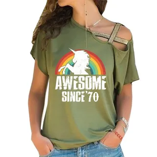 Awesome Since 1970 Limited Edition Off Shoulder Shirt – alternate