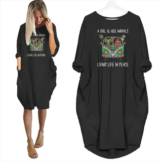 A Girl And Her Animals Living Life In Peace Limited Edition Pocket Dress