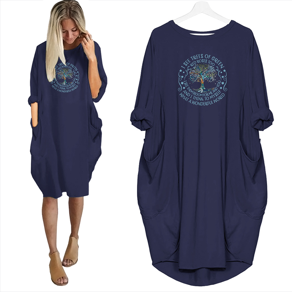 I See Trees Of Green Red Roses Too Pocket Dress Hippie Clothes