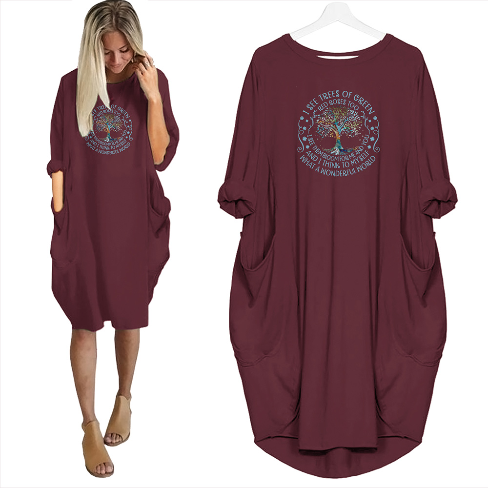 I See Trees Of Green Red Roses Too Pocket Dress Hippie Clothes