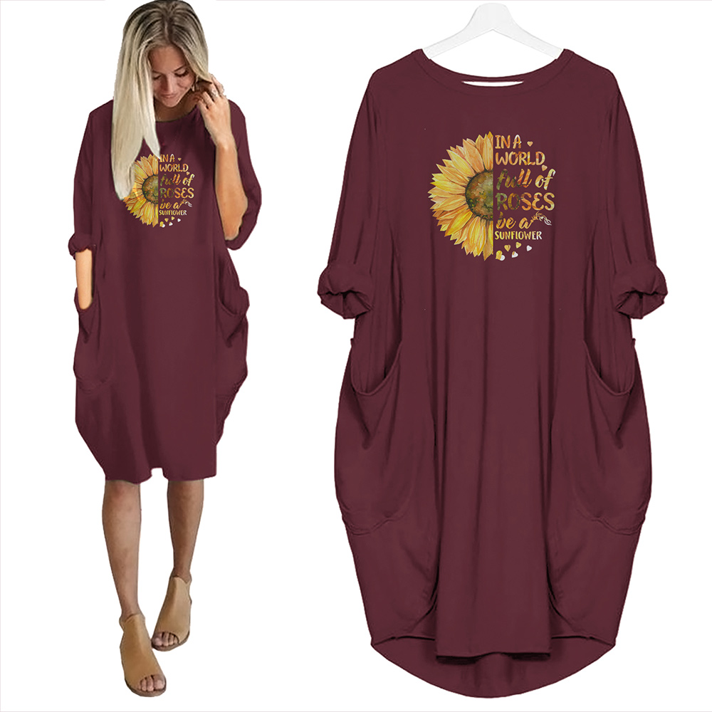In A World Full Of Roses Be A Sunflower T-shirt Pocket Dress In A World Full Of Roses Be A Sunflower T-shirt Pocket Dress