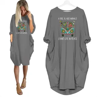 A Girl And Her Animals Living Life In Peace Limited Edition Pocket Dress – alternate