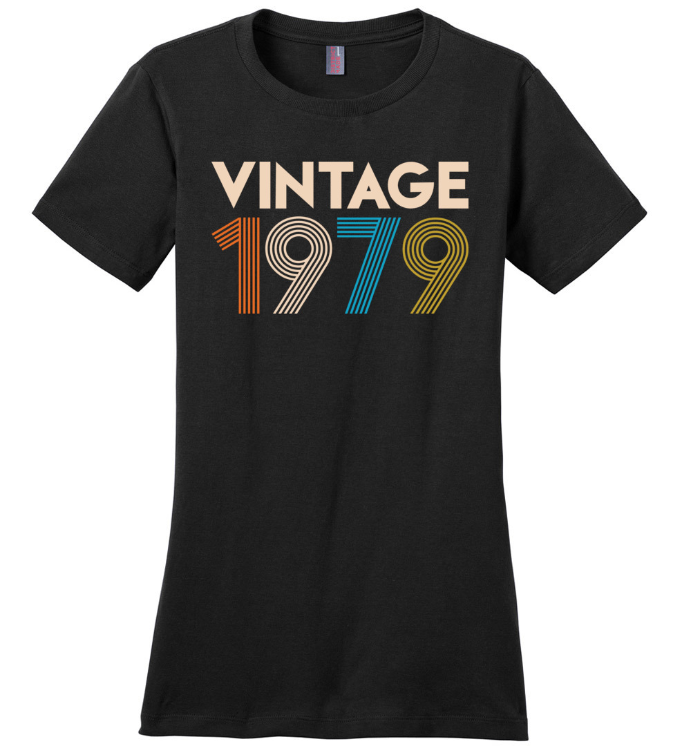 Birthday Shirt Gift Ideas For Women Vintage 1979 Black