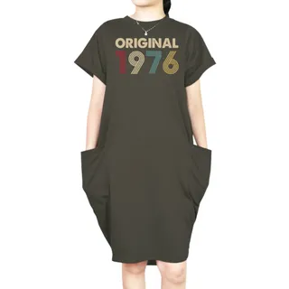 Original Custom Birthday Year Loose Short Sleeve Pocket On Dress – Green